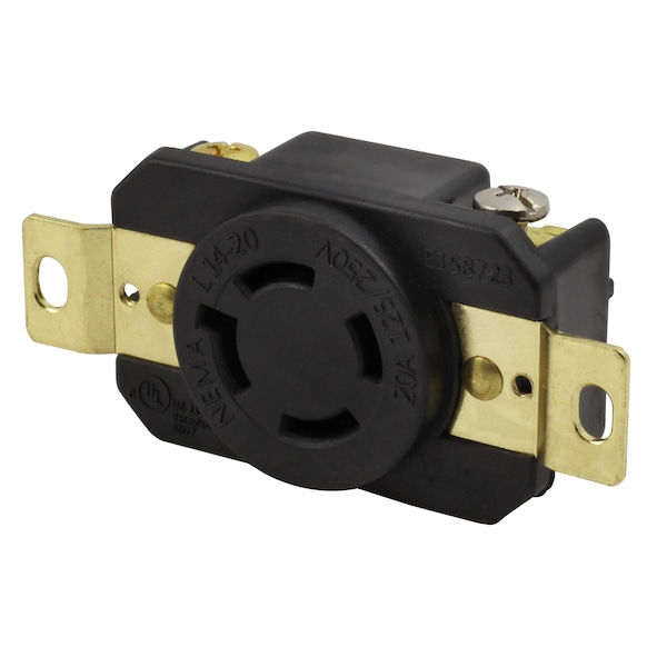 Ac Works 20A 125/250V NEMA L14-20R Flush Mount Locking Industrial Grade Receptacle - FML1420R