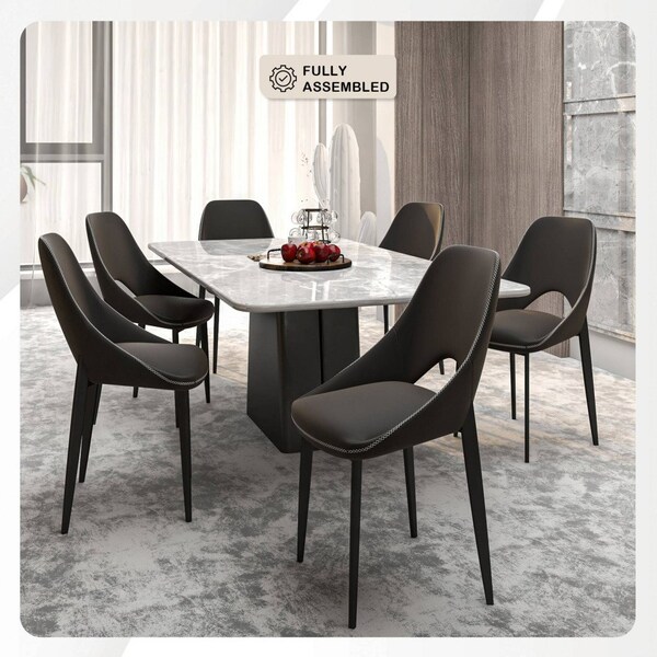 Leisuremod Amalfi Collection Fabric Modern Dining Chair in Charcoal, 4PK - AC48CH4