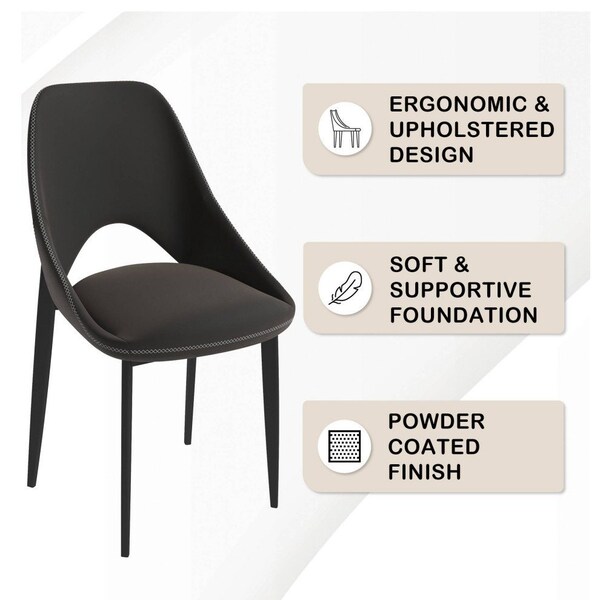Leisuremod Amalfi Collection Fabric Modern Dining Chair in Charcoal, 4PK - AC48CH4