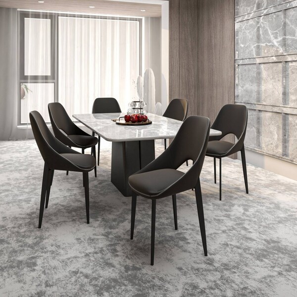 Leisuremod Amalfi Collection Fabric Modern Dining Chair in Charcoal, 4PK - AC48CH4
