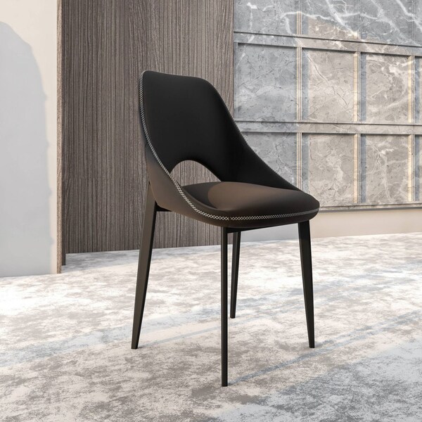 Leisuremod Amalfi Collection Fabric Modern Dining Chair in Charcoal, 4PK - AC48CH4