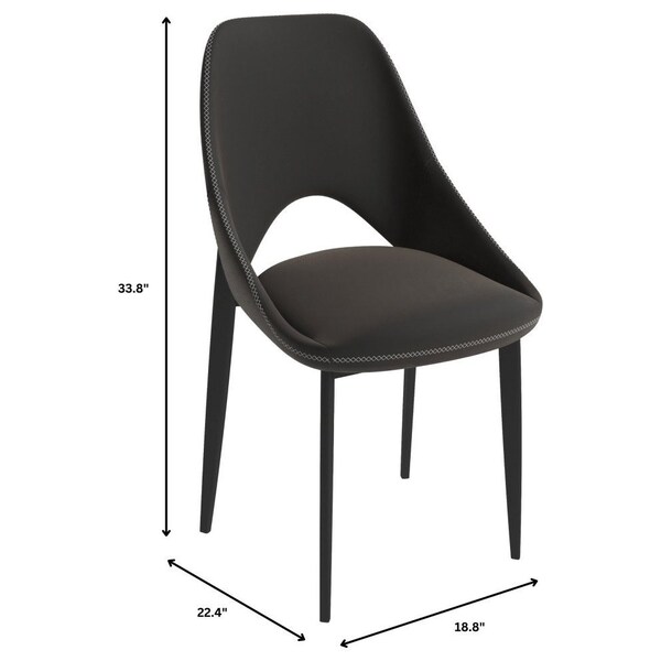 Leisuremod Amalfi Collection Fabric Modern Dining Chair in Charcoal, 4PK - AC48CH4