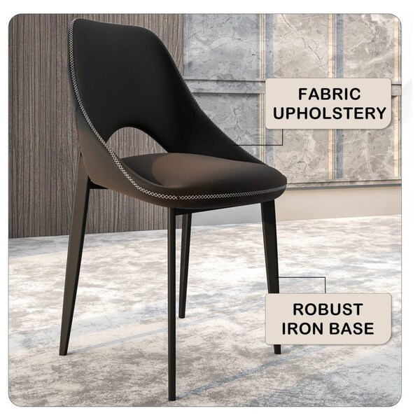 Leisuremod Amalfi Collection Fabric Modern Dining Chair in Charcoal, 4PK - AC48CH4