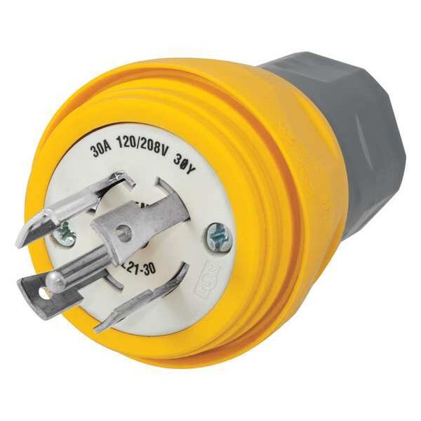 Hubbell 30A Watertight Locking Plug 4P 5W 120/208VAC - HBL28W81