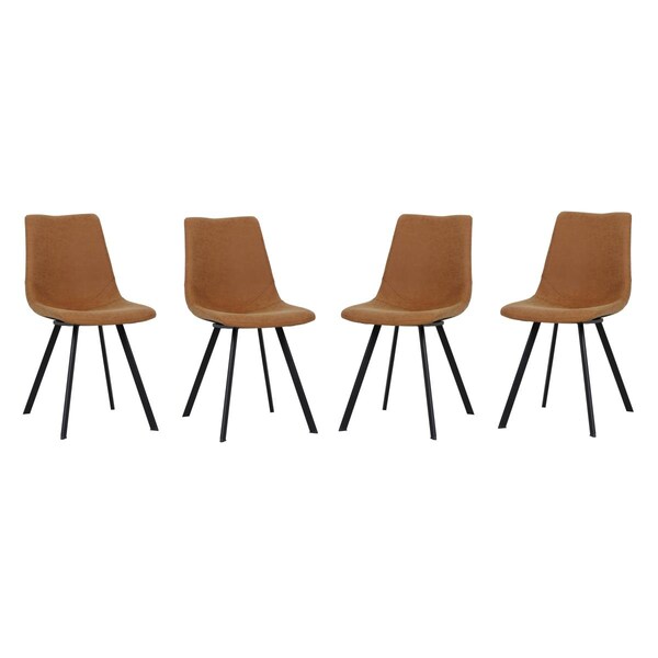 Kd Americana Markley Modern Leather Dining Chair with Metal Legs - Light Brown, 4PK - KD3289899