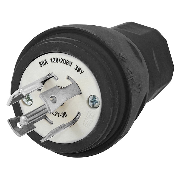 Hubbell 30A Watertight Locking Plug 4P 5W 120/208VAC - HBL28W81BK