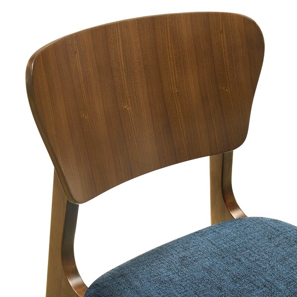 Armen Living Kalia Wood Dining Chair in Walnut Finish with Blue Fabric - Set of 2 - LCKACHWABLU