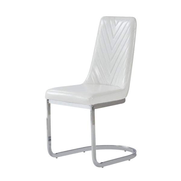 Homeroots Modern White Dining Chairs with Horse Shoe Style Metal Base, 2PK - 383961