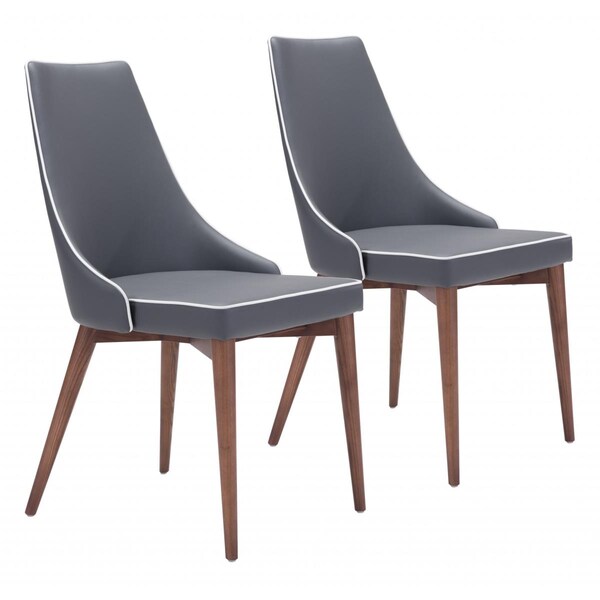 Gfancy Fixtures Piping & Walnut Dining Chairs, Dark Gray & White, 2PK - GF3661946