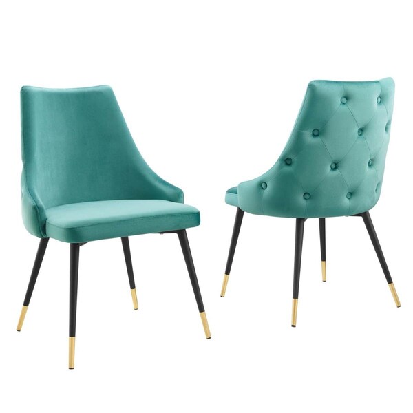 Modway Furniture Adorn Performance Velvet Dining Side Chair, Teal - Set of 2 - EEI-5043-TEA