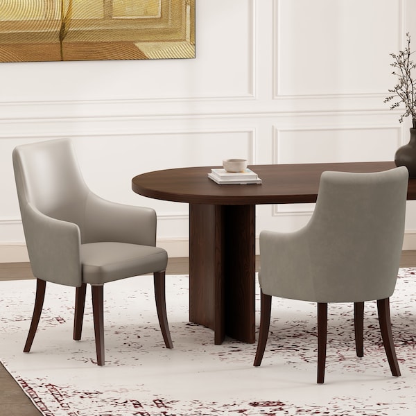 Manhattan Comfort Connie Dining Armchair in Light Grey - Set of 2 - 2-DC095AR-LG