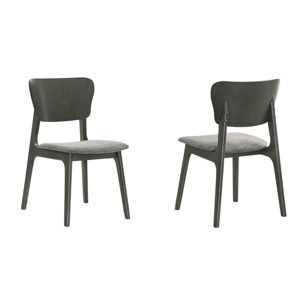 Armen Living Kalia Wood Dining Chair in Gray Finish with Gray Fabric - Set of 2 - LCKACHWAGRY
