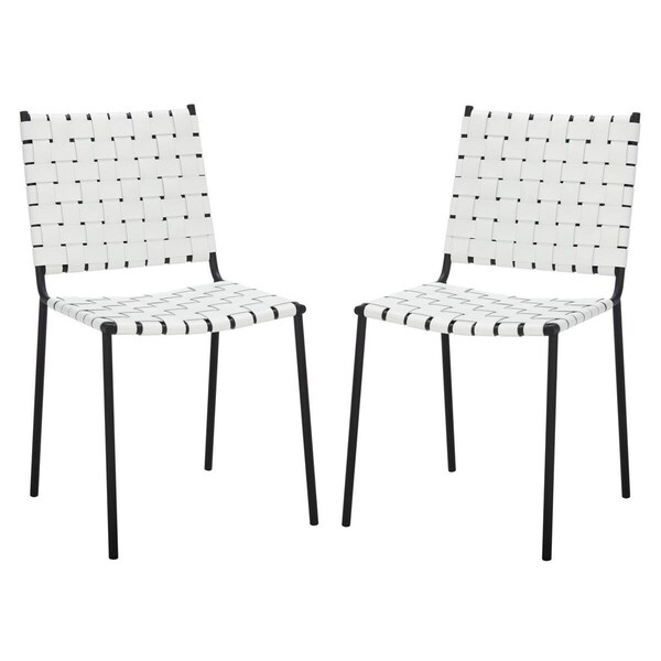 Safavieh Wesson Woven Dining Chair, White & Black, 2PK - DCH3005D-SET2
