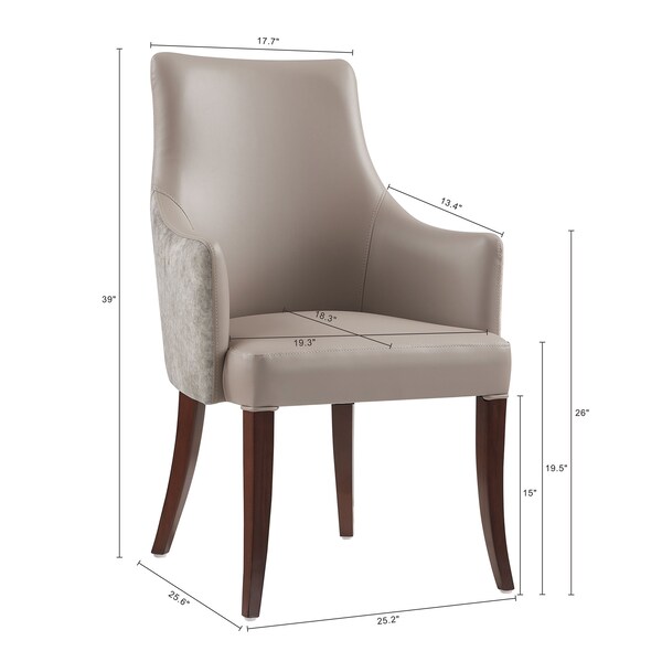 Manhattan Comfort 8-Piece Connie Dining Chair and Arm Chair in Taupe - 8-DC095-TP