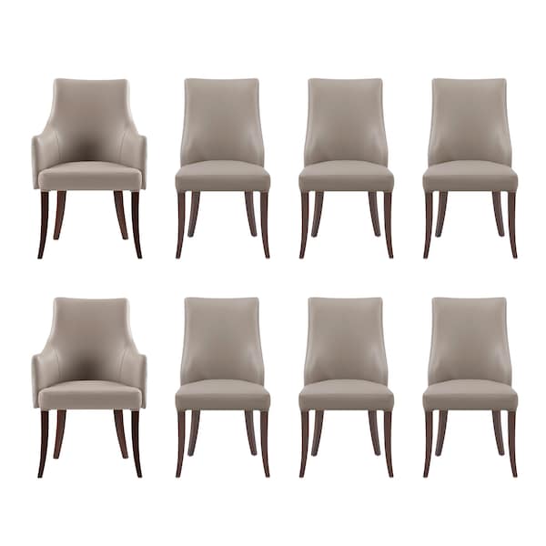 Manhattan Comfort 8-Piece Connie Dining Chair and Arm Chair in Taupe - 8-DC095-TP