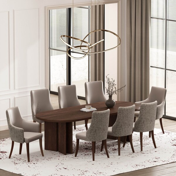 Manhattan Comfort 8-Piece Connie Dining Chair and Arm Chair in Taupe - 8-DC095-TP