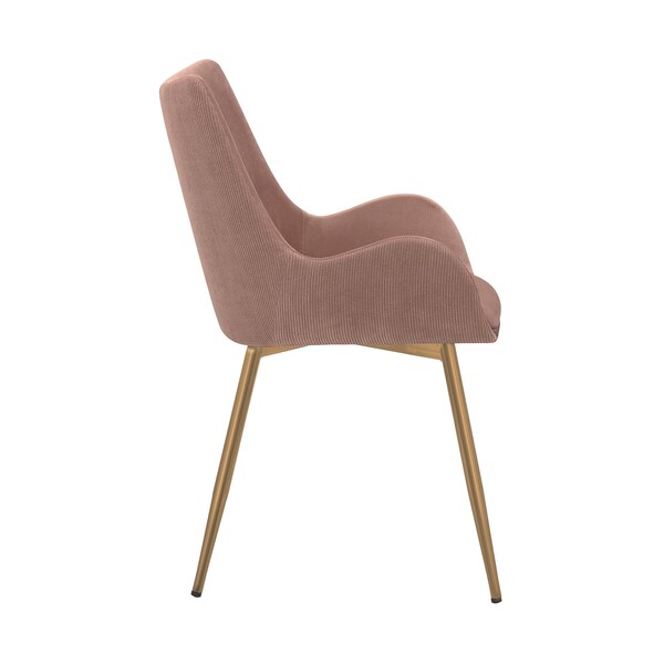 Armen Living Avery Pink Fabric Dining Room Chair with Gold Legs - LCAVCHPINK