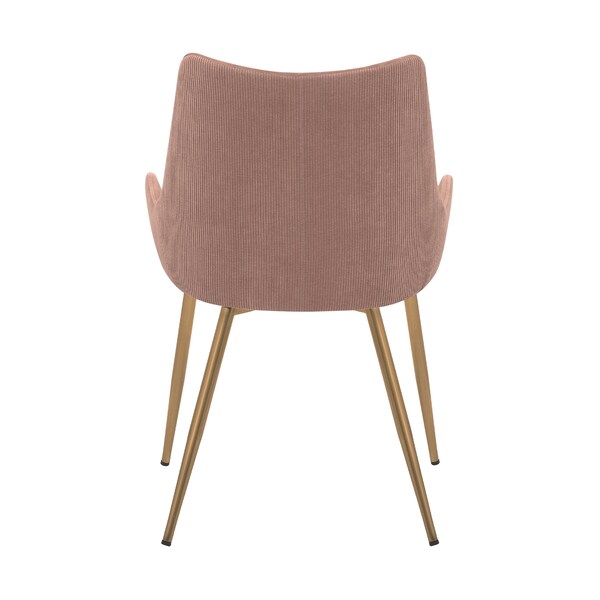 Armen Living Avery Pink Fabric Dining Room Chair with Gold Legs - LCAVCHPINK