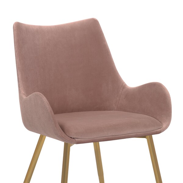 Armen Living Avery Pink Fabric Dining Room Chair with Gold Legs - LCAVCHPINK
