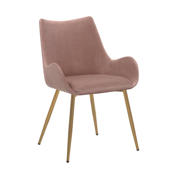 Armen Living Avery Pink Fabric Dining Room Chair with Gold Legs - LCAVCHPINK