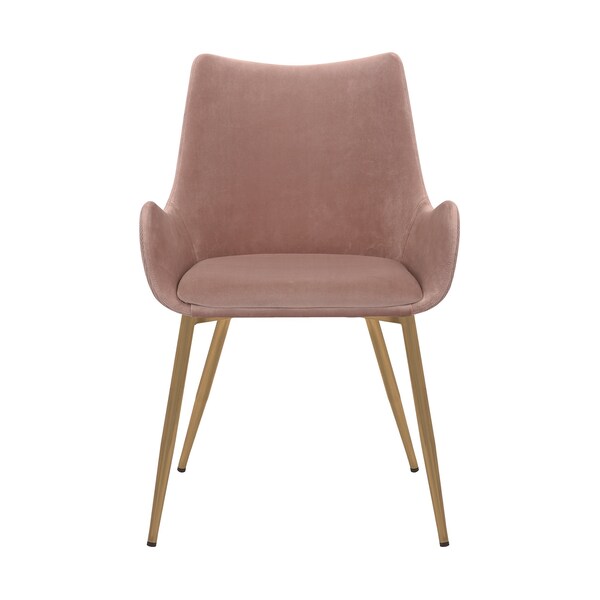 Armen Living Avery Pink Fabric Dining Room Chair with Gold Legs - LCAVCHPINK