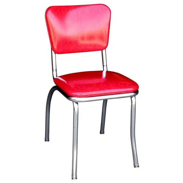 Bookazine 4110 Diner Chair -Cracked Ice Red- with 1 in. Pulled Seat -  Chrome - Cracked Ice Red - TI2644147