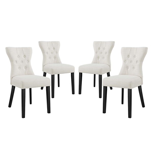 Modway Furniture Upholstered Fabric Silhouette Dining Side Chairs - Beige, 36 x 18 x 24.5 in., 4PK - EEI-3328-BEI