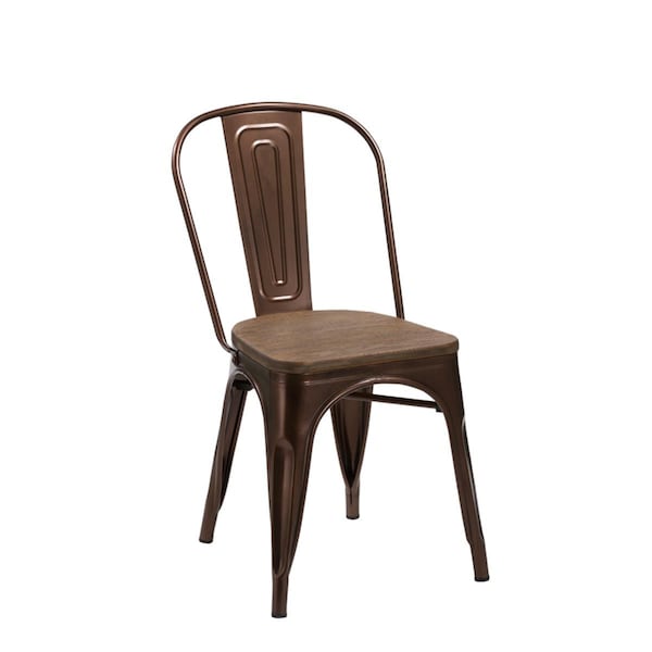 Homeroots Modern Copper & Wood Dining Chair, 4PK - 282905