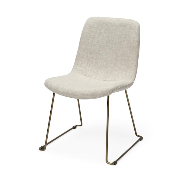 Gfancy Fixtures Cream Fabric Seat with Gold Metal Frame Dining Chair - GF3667425