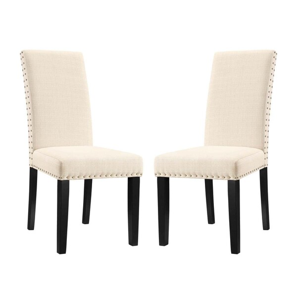 Modway Furniture Parcel Dining Side Fabric Chair, Beige - Set of 2 - EEI-3551-BEI