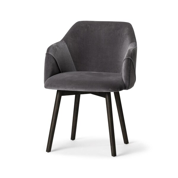 Gfancy Fixtures Grey Velvet Wrap with Black Wooden Base Dining Chair - GF3666370