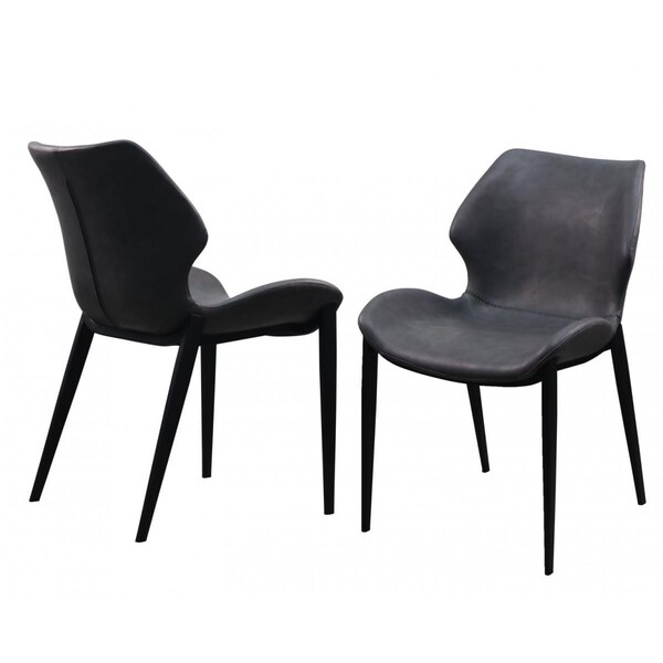 Gfancy Fixtures Faux Leather Dining Chairs, Dark Gray, 2PK - GF3100548