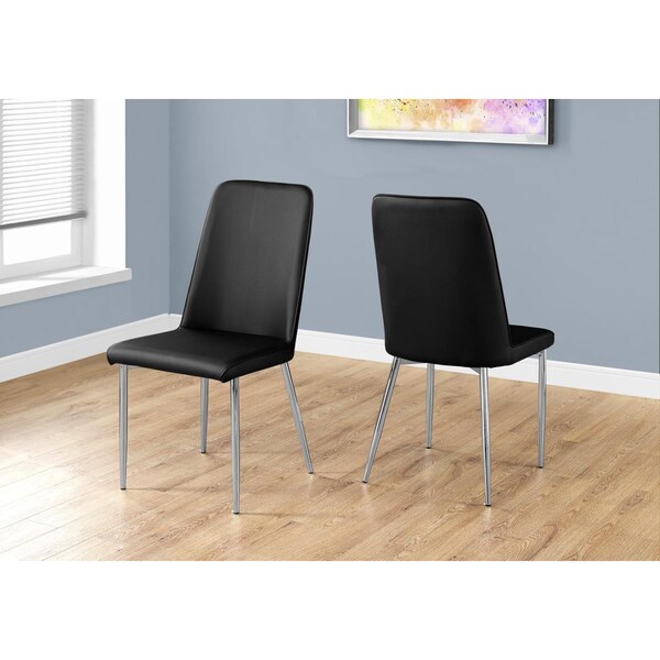 Gfancy Fixtures 37 in. Black Leather Look, Foam & Chrome Metal Dining Chairs, 2PK - GF3100188