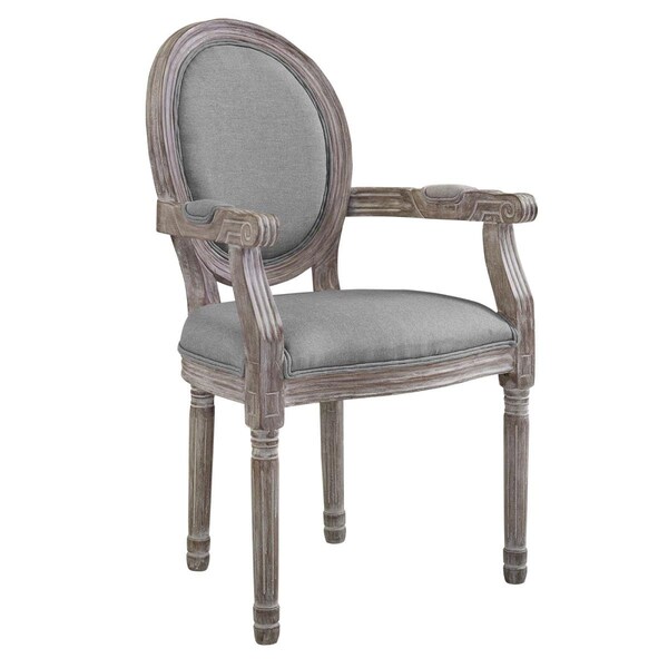 Modway Furniture Emanate Vintage French Upholstered Fabric Dining Armchair - Light Gray, 37.5 x 22 x 22 in. - EEI-2823-LGR