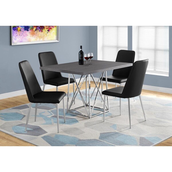 Gfancy Fixtures 31 in. Grey Particle Board Laminate & Chrome Metal Dining Table - GF3086779