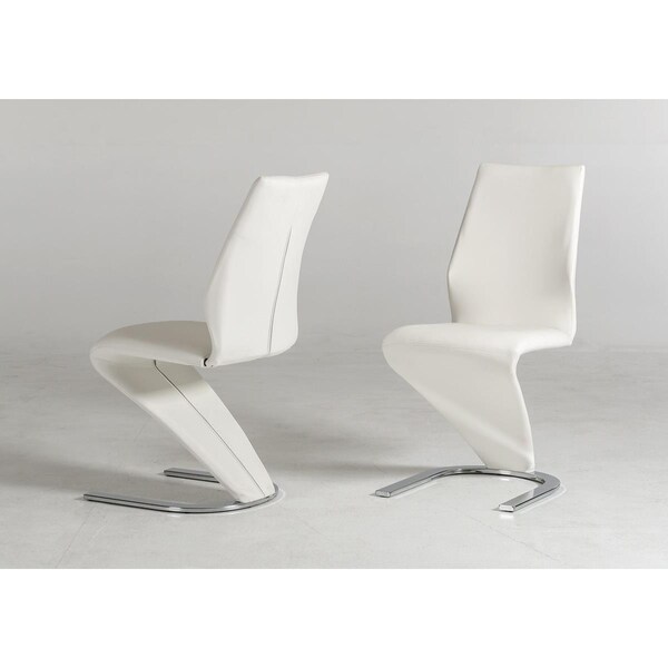Gfancy Fixtures 37 x 18 x 18 in. Faux Leather Modern Dining Chairs, White, 2PK - GF3101419