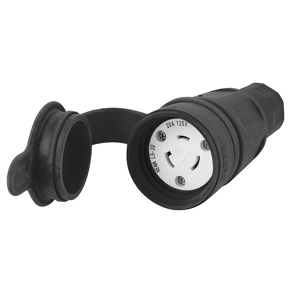 Hubbell 20A Watertight Locking Connector 2P 3W 125VAC L5-20R - HBL27W47BK