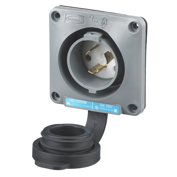 Hubbell Wiring Device-Kellems Watertight Safety-Shroud Flanged Inlet - HBL2325SW
