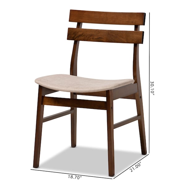 Baxton Studio Devlin Beige Upholstered and Walnut Wood 4-Piece Dining Chair Set - 168-10815