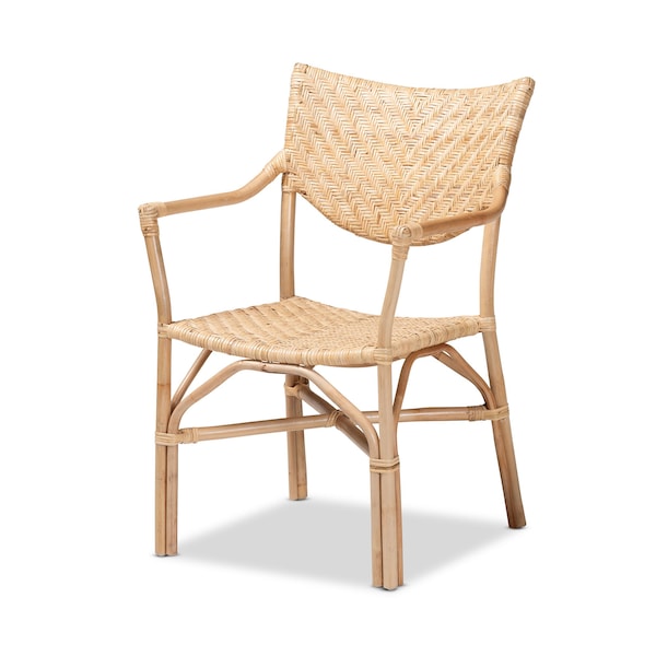 Baxton Studio Damani Modern Bohemian Natural Brown Finished Rattan Dining Chair - 205-12673