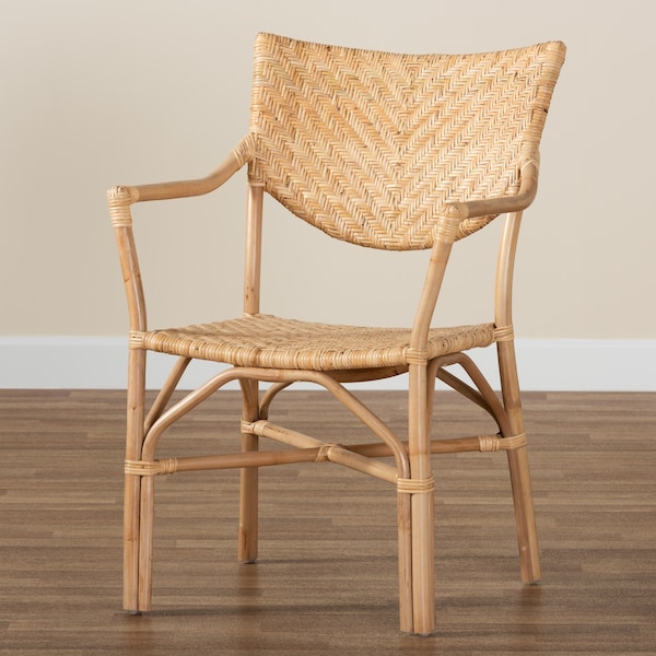 Baxton Studio Damani Modern Bohemian Natural Brown Finished Rattan Dining Chair - 205-12673
