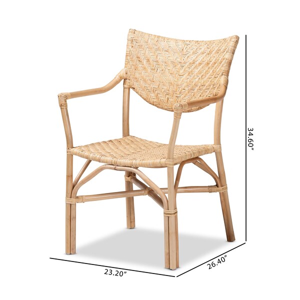 Baxton Studio Damani Modern Bohemian Natural Brown Finished Rattan Dining Chair - 205-12673