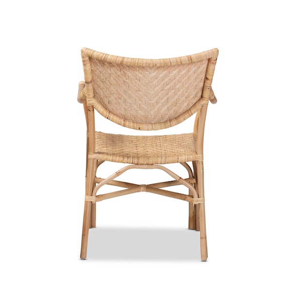 Baxton Studio Damani Modern Bohemian Natural Brown Finished Rattan Dining Chair - 205-12673