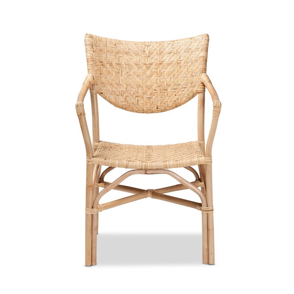 Baxton Studio Damani Modern Bohemian Natural Brown Finished Rattan Dining Chair - 205-12673