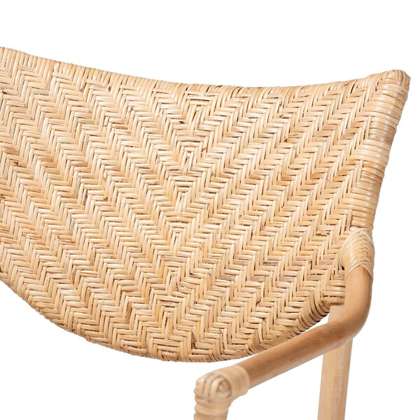 Baxton Studio Damani Modern Bohemian Natural Brown Finished Rattan Dining Chair - 205-12673