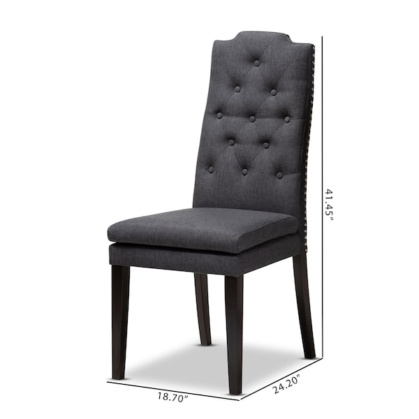 Baxton Studio Dylin Charcoal Upholstered Button Tufted Wood Dining Chair, PK2 - 155-9113