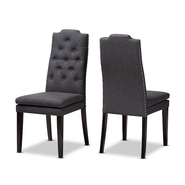 Baxton Studio Dylin Charcoal Upholstered Button Tufted Wood Dining Chair, PK2 - 155-9113