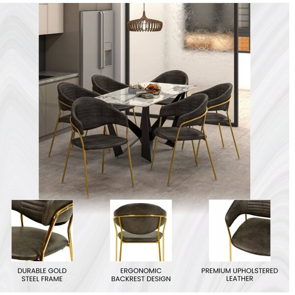 Leisuremod Bella Collection Modern Dining Chair in Charcoal, 2PK - BC21CH2