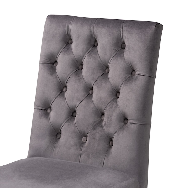 Baxton Studio Sherine Contemporary Glam and Luxe Grey Velvet Fabric and Silver Metal 2Piece Dining Chair Set - 221-2PC-12907-ZORO