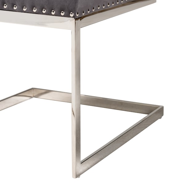 Baxton Studio Sherine Contemporary Glam and Luxe Grey Velvet Fabric and Silver Metal 2Piece Dining Chair Set - 221-2PC-12907-ZORO